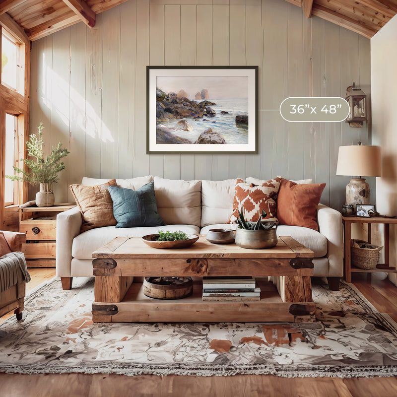 Seaside Sunrise with Coral Pink No2 - Sage and Rose Prints