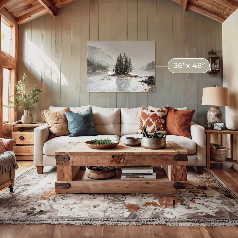 Misty Fjord Painting No2 - Sage and Rose Prints