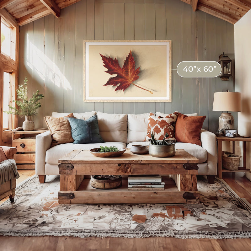 Leaf Drawing in Shades of Red No2 - Sage and Rose Prints