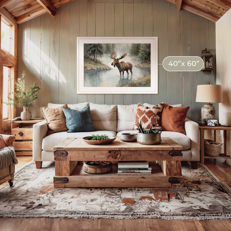 Watercolor Moose Art No2 - Sage and Rose Prints