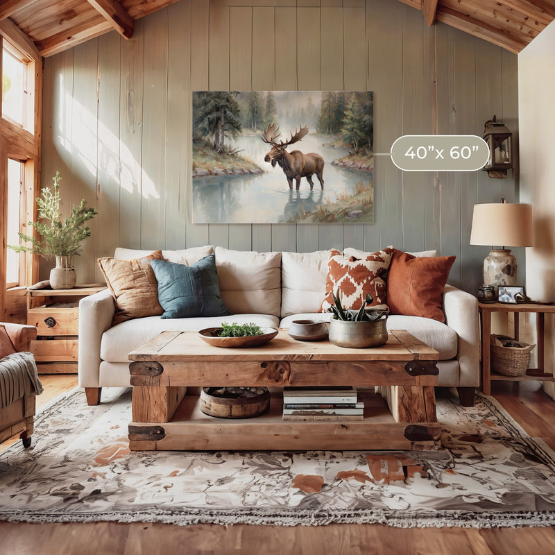 Watercolor Moose Art No2 - Sage and Rose Prints