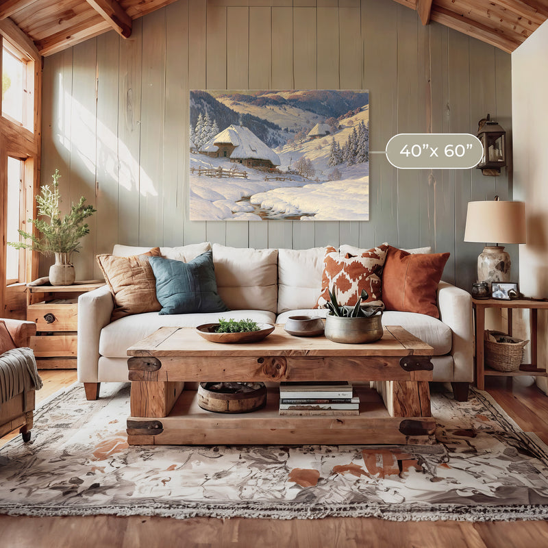 Cabin in the Snow Painting No2 - Sage and Rose Prints