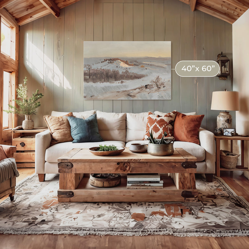 Muted Mountain Sunset Painting - Sage and Rose Prints