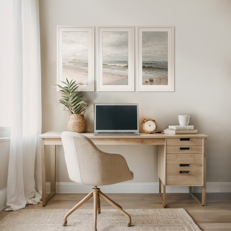 3 Piece Coastal Wall Art - Sage and Rose Prints