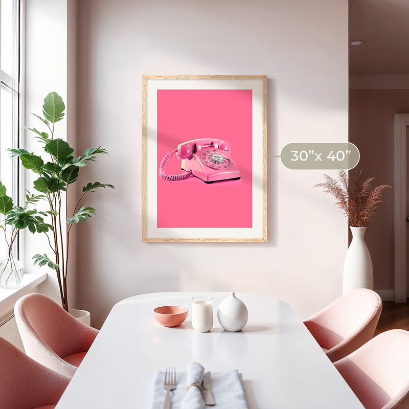 Retro Pink Telephone No1 - Sage and Rose Prints
