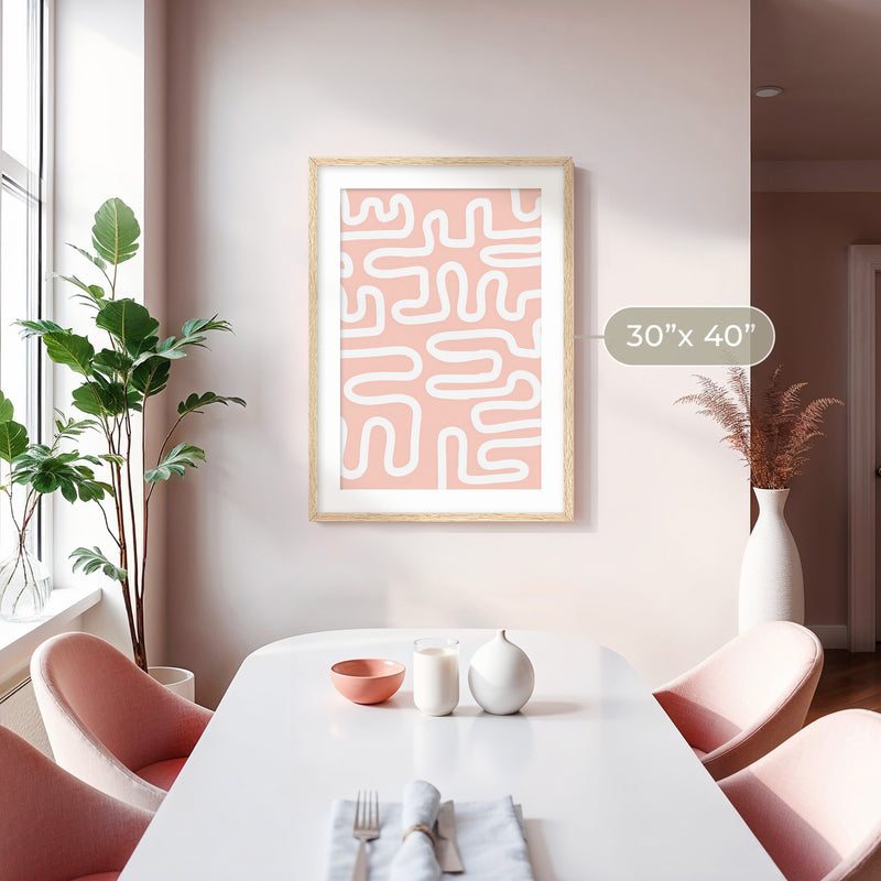 Coral Blush Organic Maze Print - Sage and Rose Prints