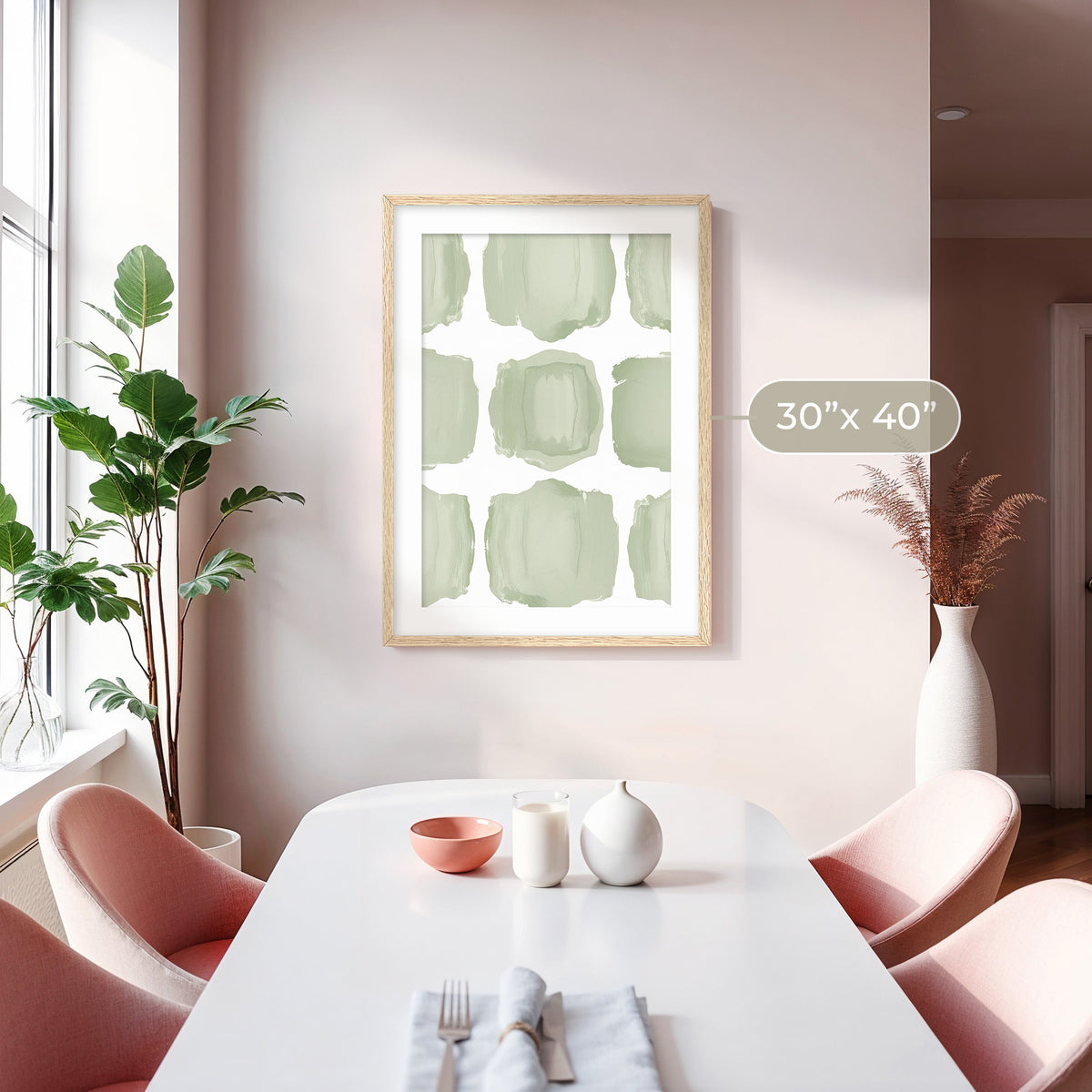 Misty Sage Pattern Print - Sage and Rose Prints