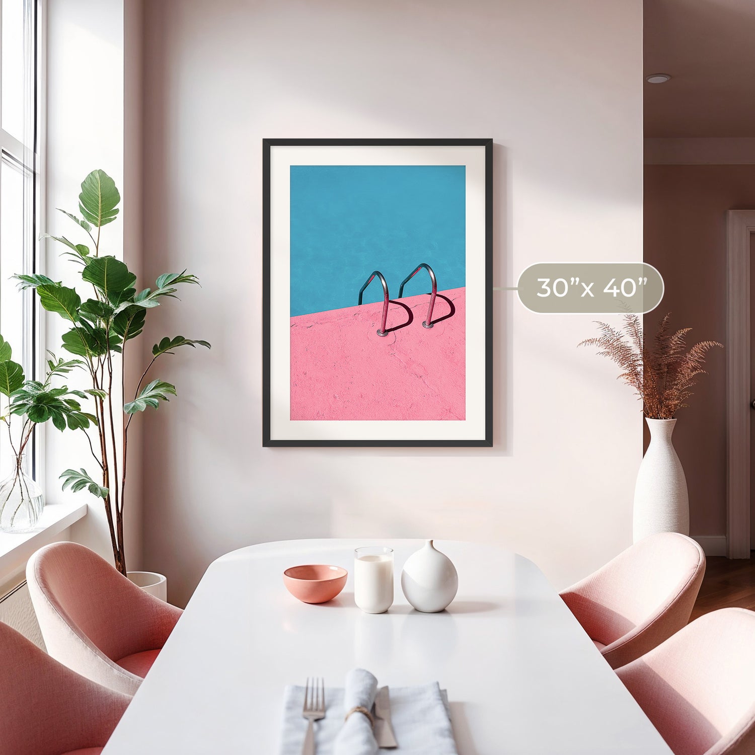 Rose Pink Retro Pool Photo No1 - Sage and Rose Prints