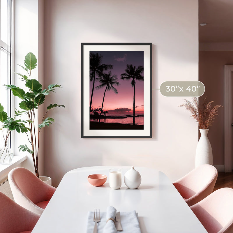 Bright Pink Sunset and Palm Trees Art - Sage and Rose Prints