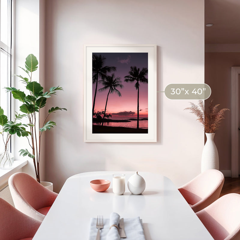 Bright Pink Sunset and Palm Trees Art - Sage and Rose Prints