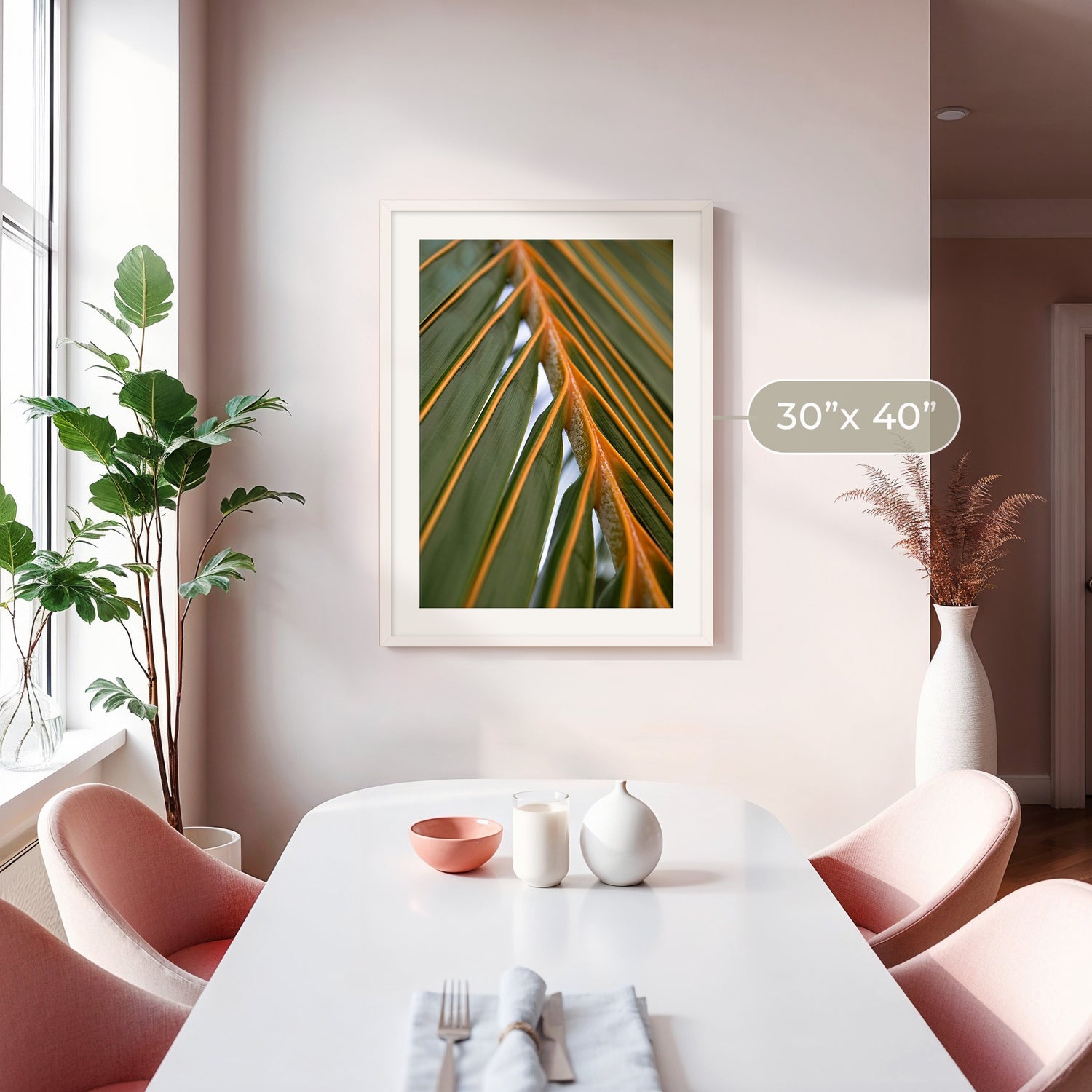 Geometric Leaf Pattern No1 - Sage and Rose Prints