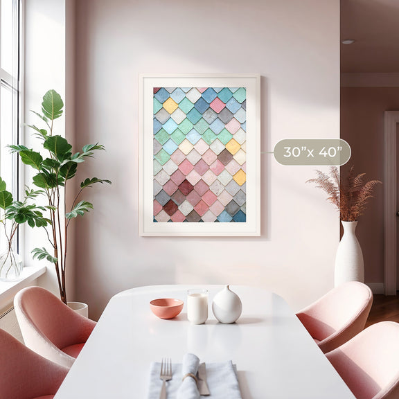 Dusty Pink and Blue Geometric Wall Pattern No1 - Sage and Rose Prints