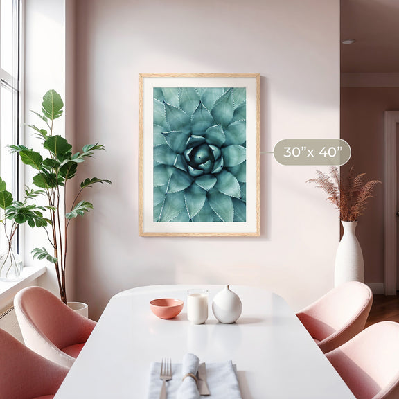 Teal Geometric Succulent Photo No1 - Sage and Rose Prints