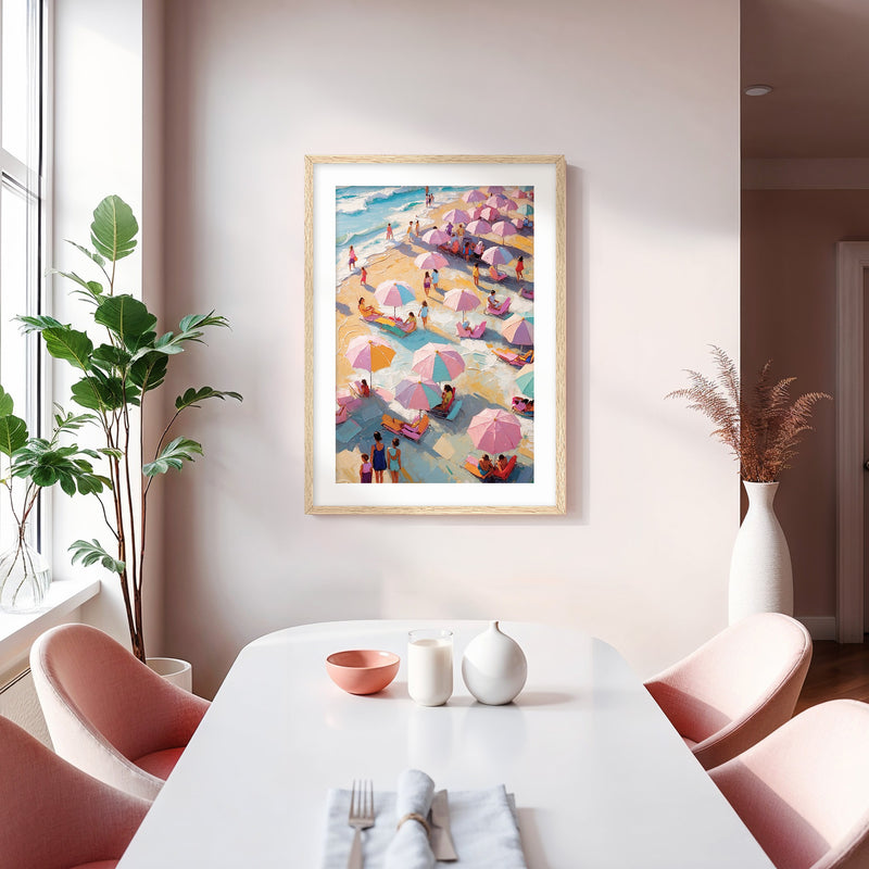 Bright Pink and Blue Beach Umbrellas - Sage and Rose Prints