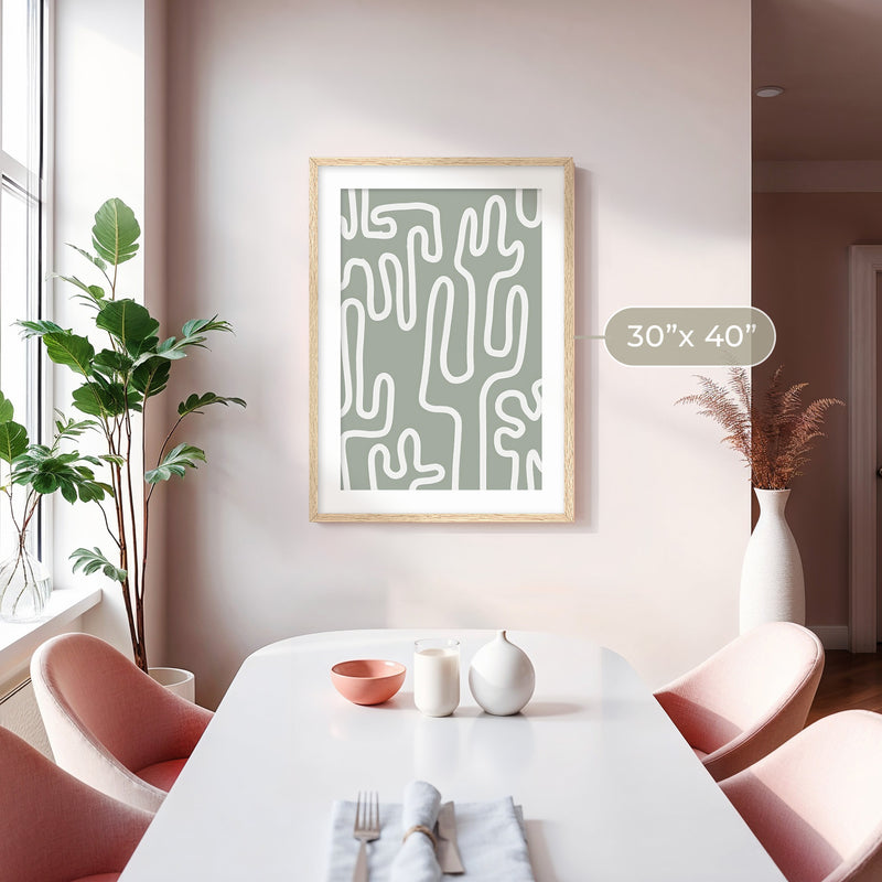 Abstract Cactus Line Art Print - Sage and Rose Prints