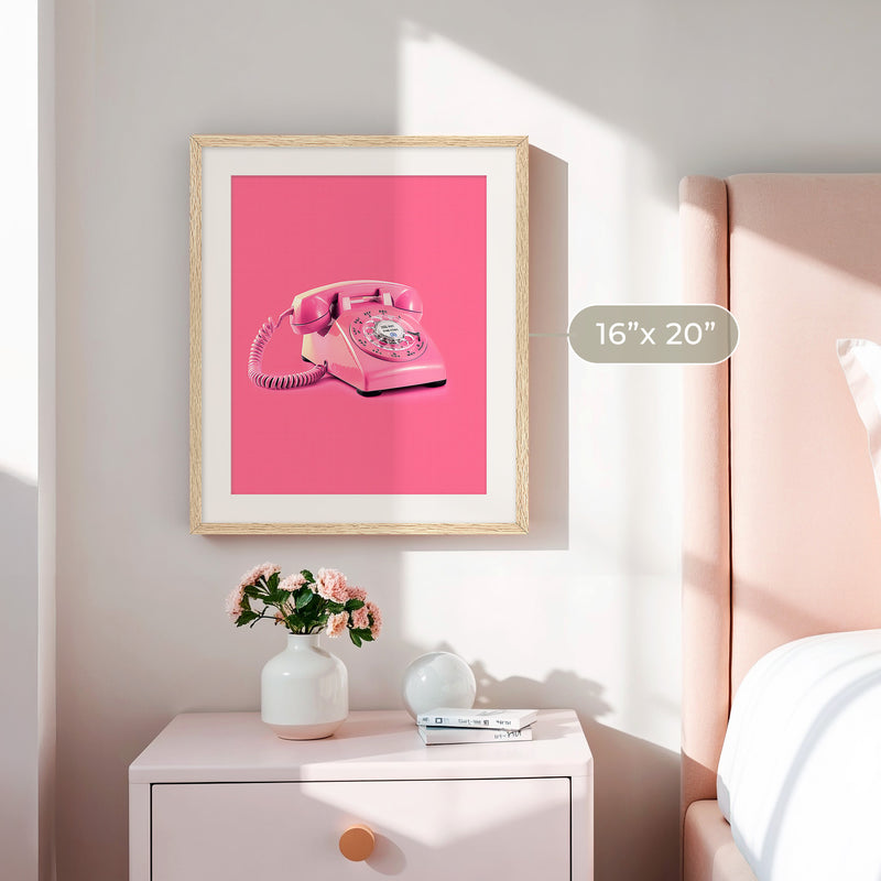 Retro Pink Telephone No1 - Sage and Rose Prints