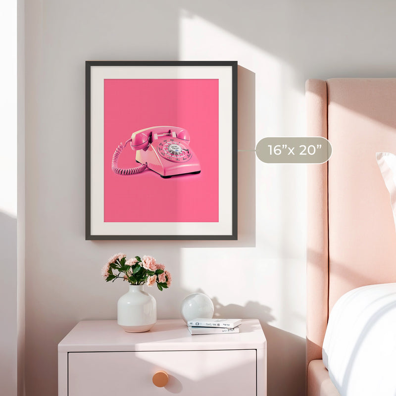 Retro Pink Telephone No1 - Sage and Rose Prints