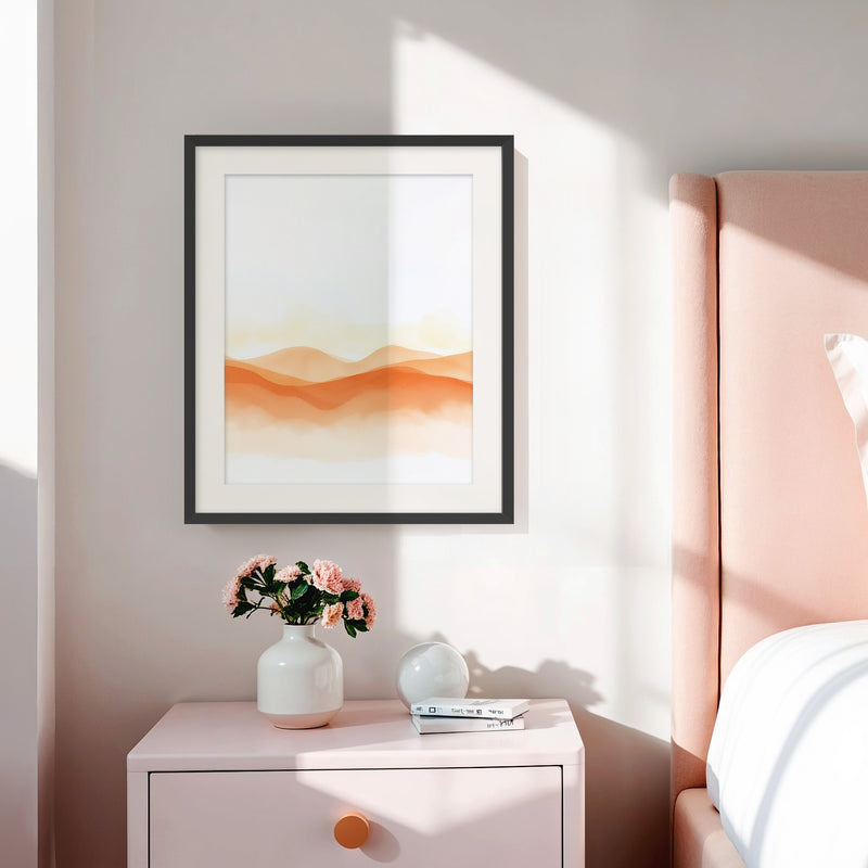 Orange Watercolor Landscape Print - Sage and Rose Prints
