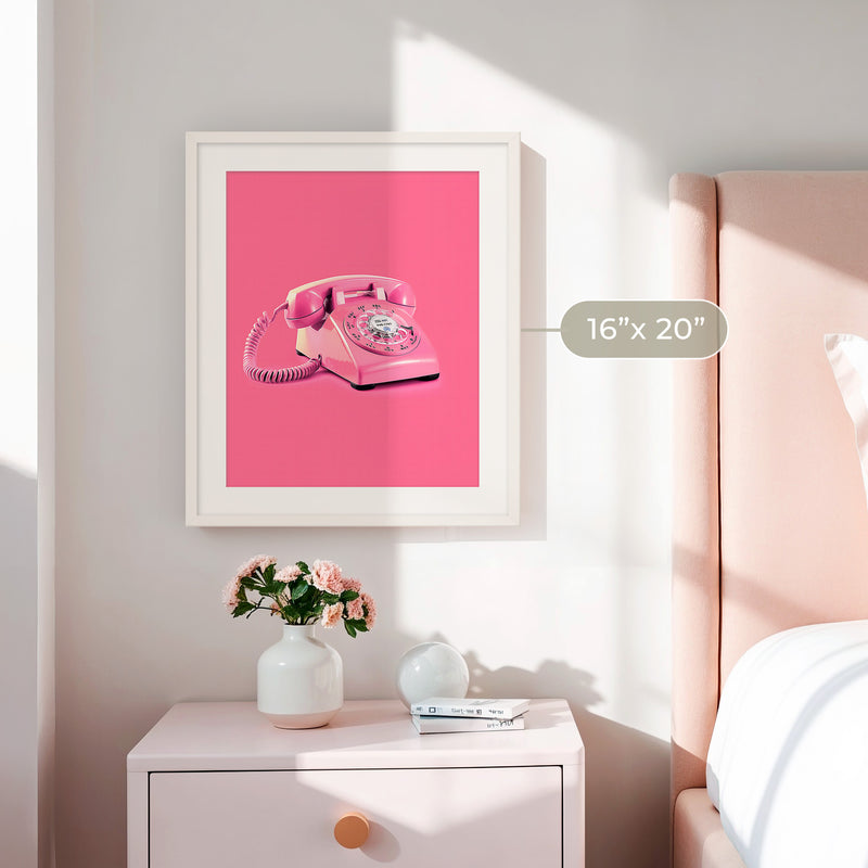 Retro Pink Telephone No1 - Sage and Rose Prints