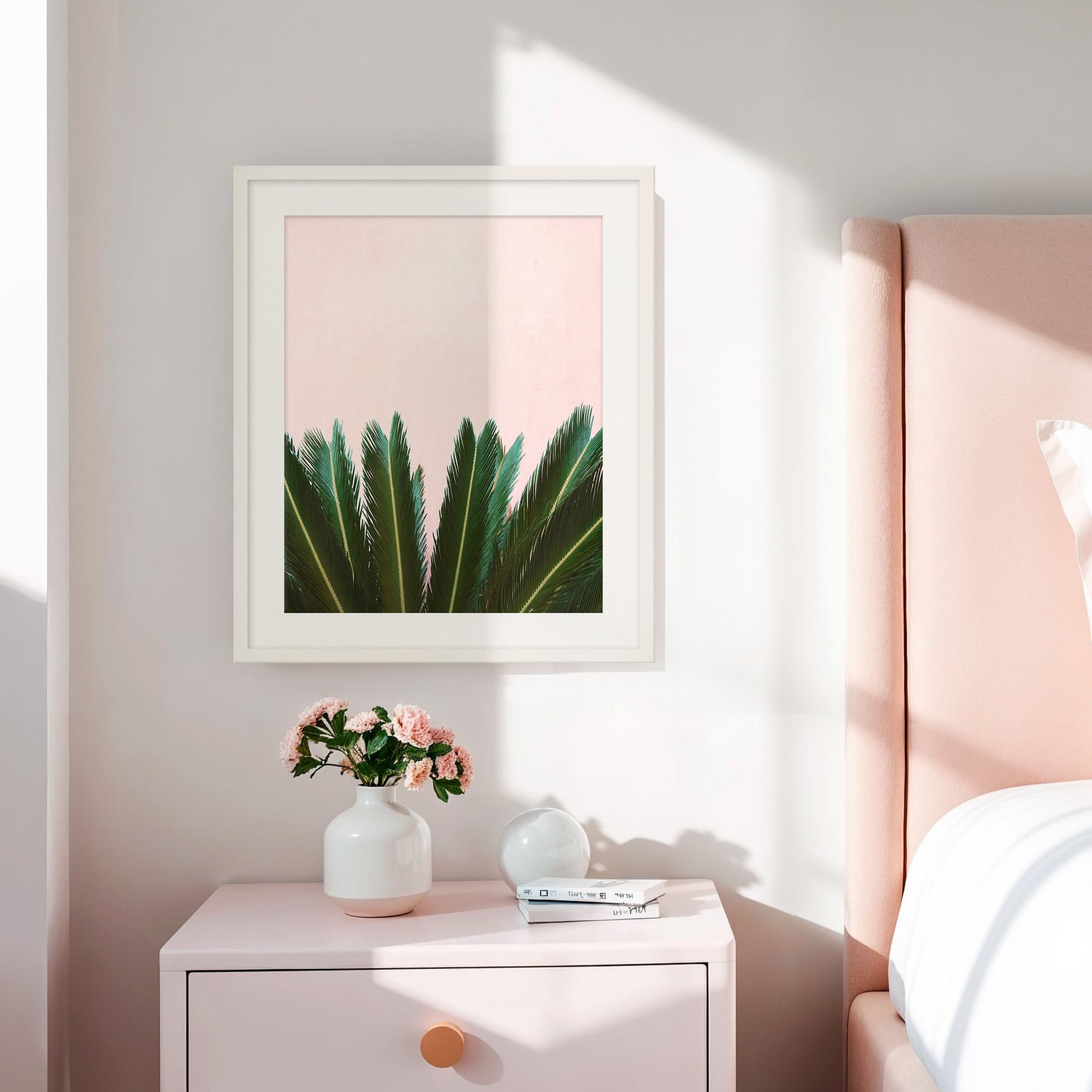 Tropical Leaves and Soft Pink No1 - Sage and Rose Prints