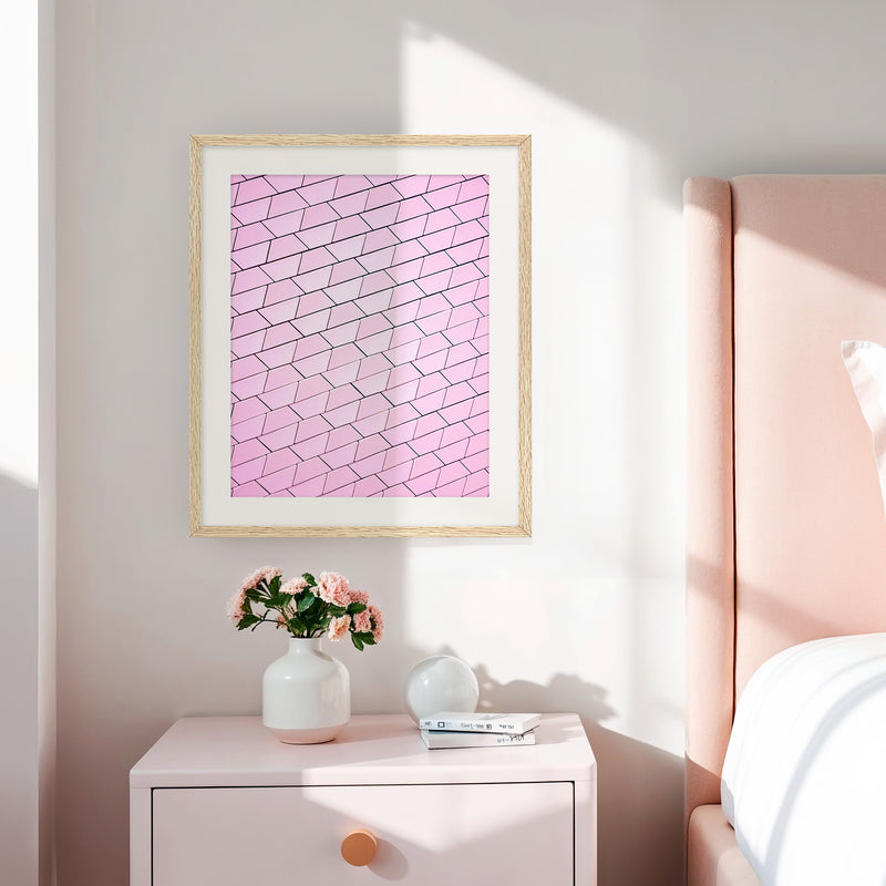 Pink Tile Wall Pattern Art No1 - Sage and Rose Prints