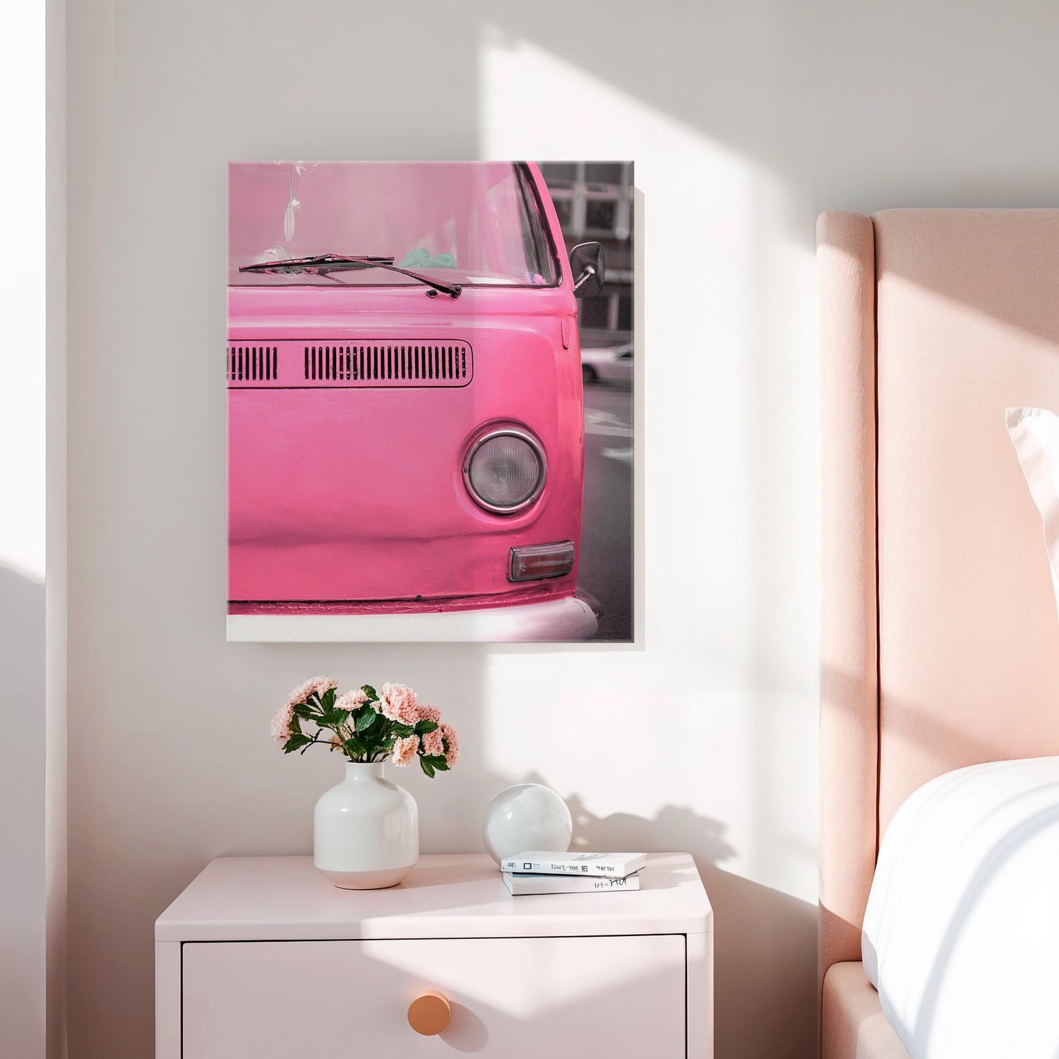 Pink Retro VW Van Photo No1 - Sage and Rose Prints