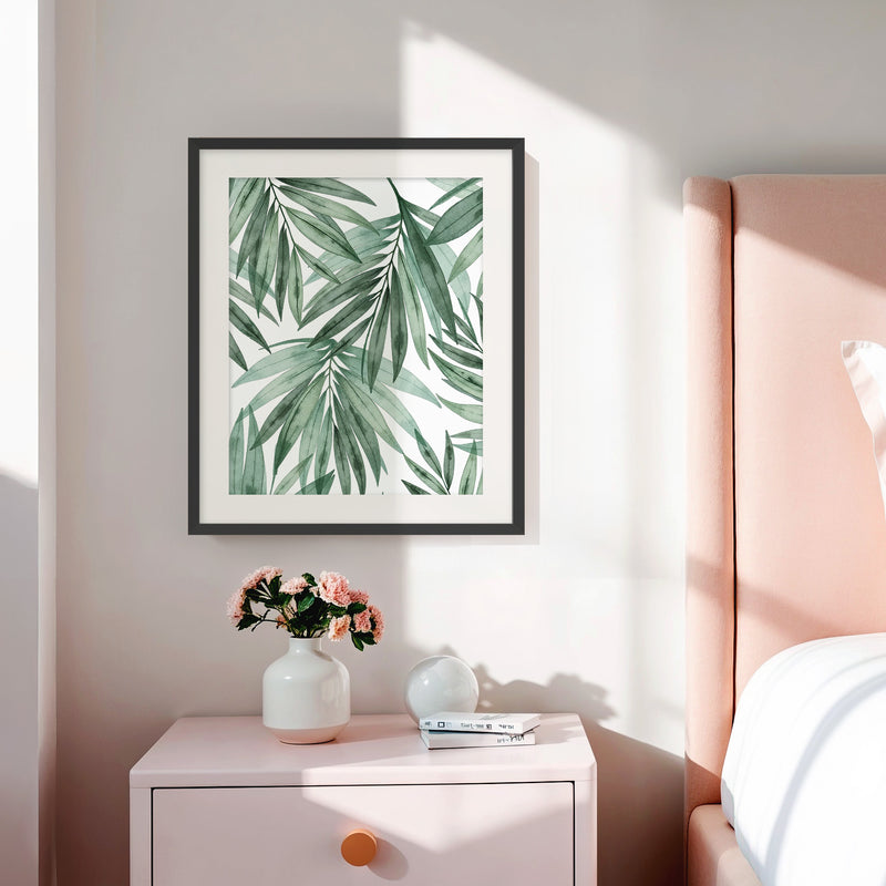 Muted Palm Watercolor Print - Sage and Rose Prints