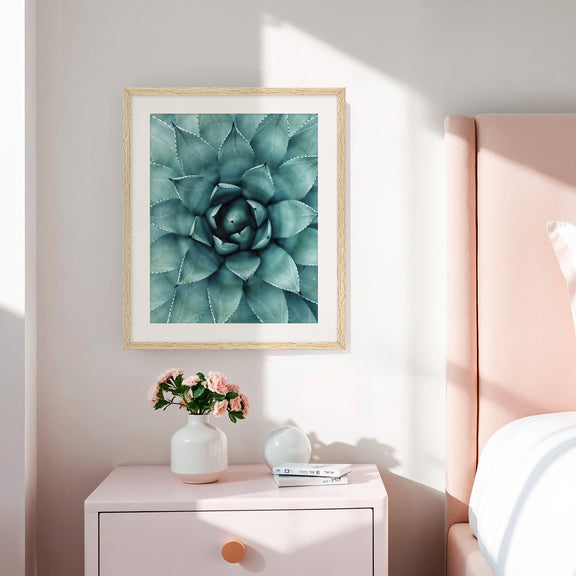 Teal Geometric Succulent Photo No1 - Sage and Rose Prints