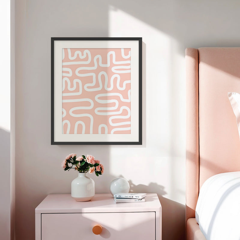 Coral Blush Organic Maze Print - Sage and Rose Prints