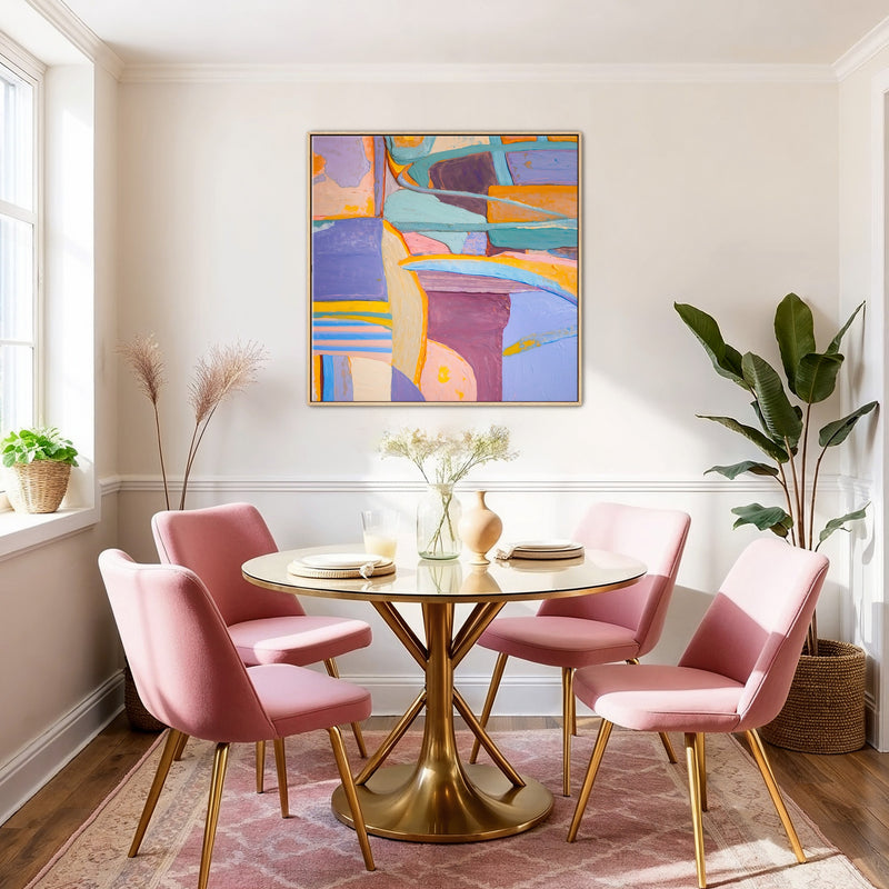 Periwinkle and Orange Abstract Color Blocks - Sage and Rose Prints