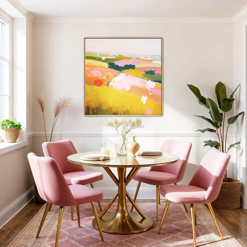 Vibrant Summer Countryside Abstract Art - Sage and Rose Prints