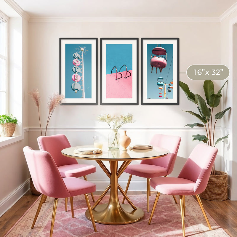 Retro Blue and Pink Motel 3 Photo Set - Sage and Rose Prints