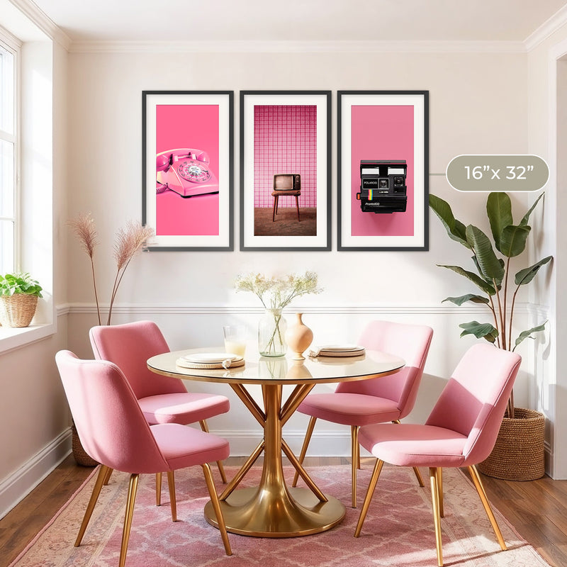 Retro Pink Futurism 3 Photo Set - Sage and Rose Prints