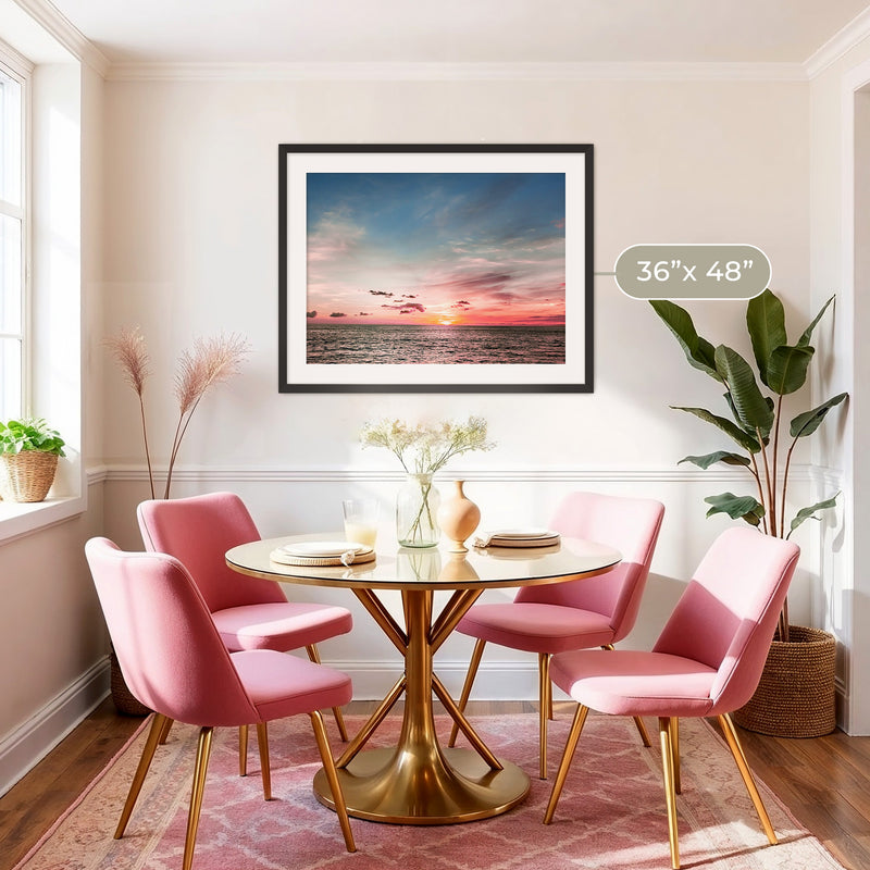 Pink Sunset Sky Ocean Photography - Sage and Rose Prints