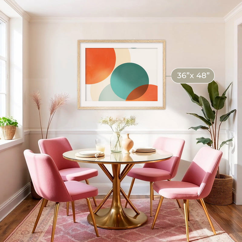 Abstract Circle in Orange and Teal - Sage and Rose Prints