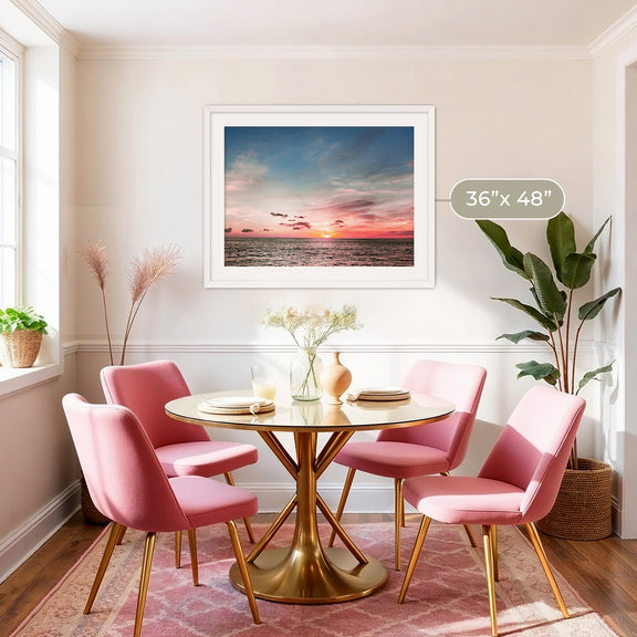 Pink Sunset Sky Ocean Photography - Sage and Rose Prints