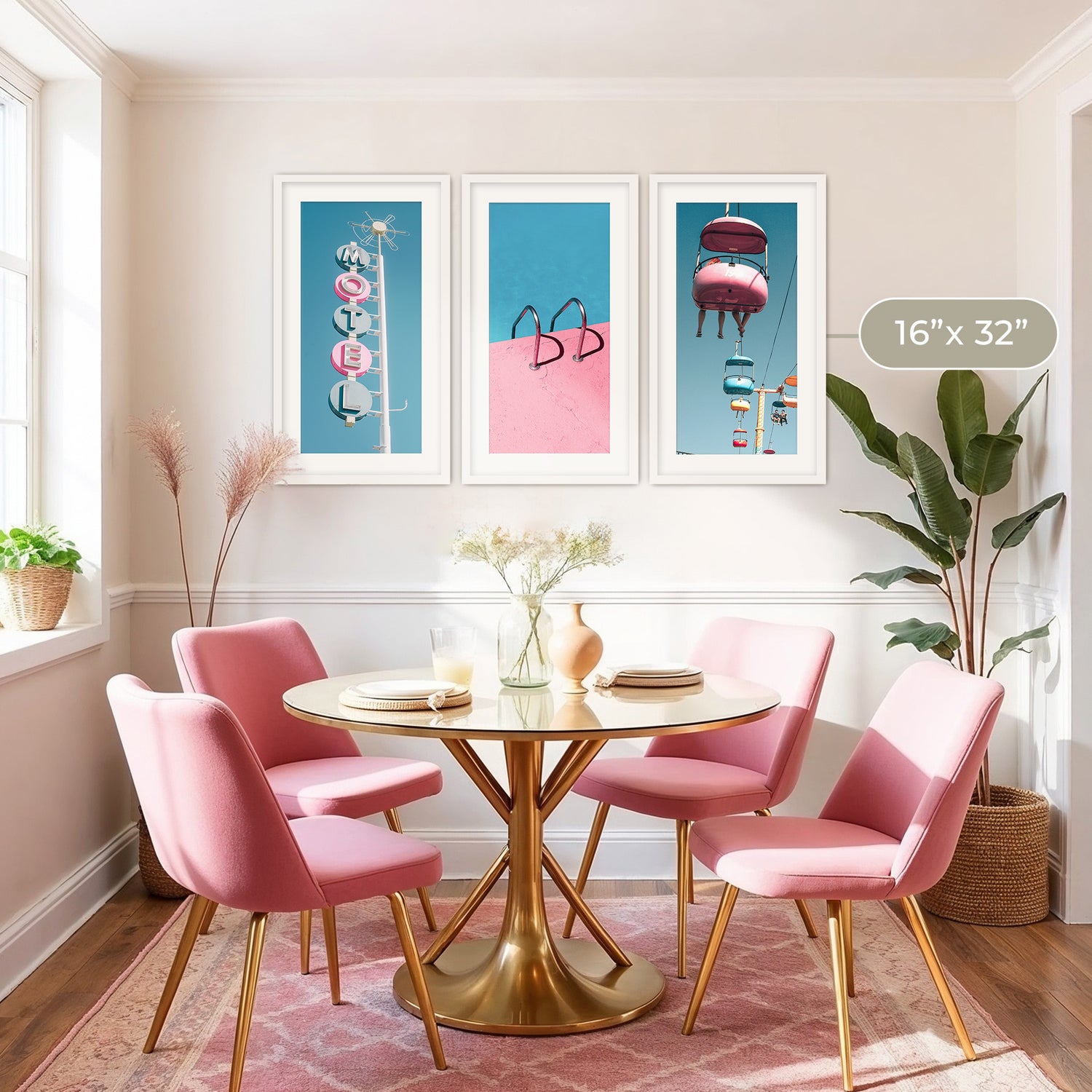 Retro Blue and Pink Motel 3 Photo Set - Sage and Rose Prints
