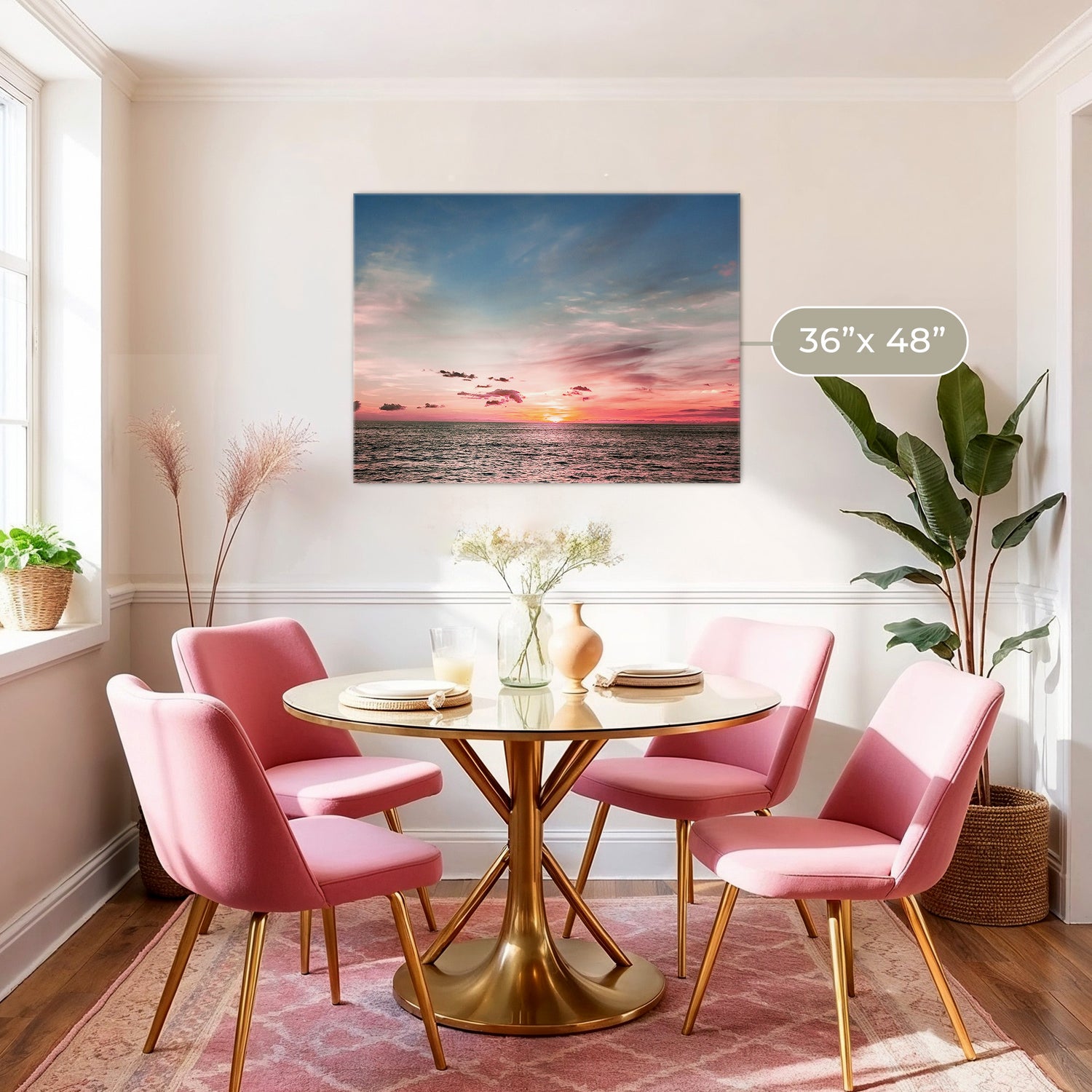 Pink Sunset Sky Ocean Photography - Sage and Rose Prints