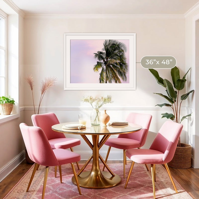 Lone Palm Tree Against a Pink Sky No1 - Sage and Rose Prints