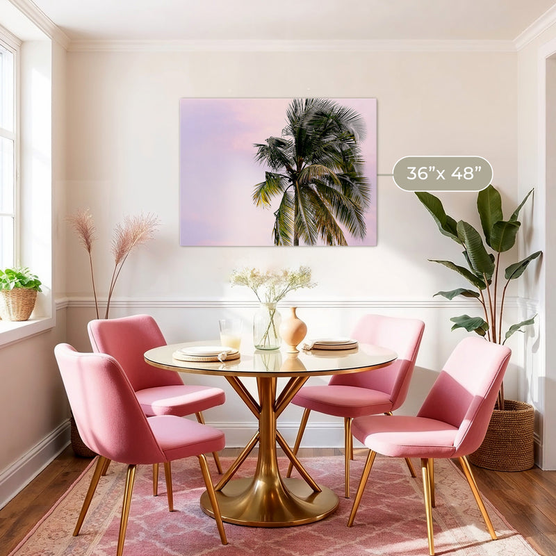 Lone Palm Tree Against a Pink Sky No1 - Sage and Rose Prints