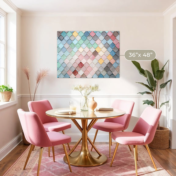 Dusty Pink and Blue Geometric Wall Pattern - Sage and Rose Prints