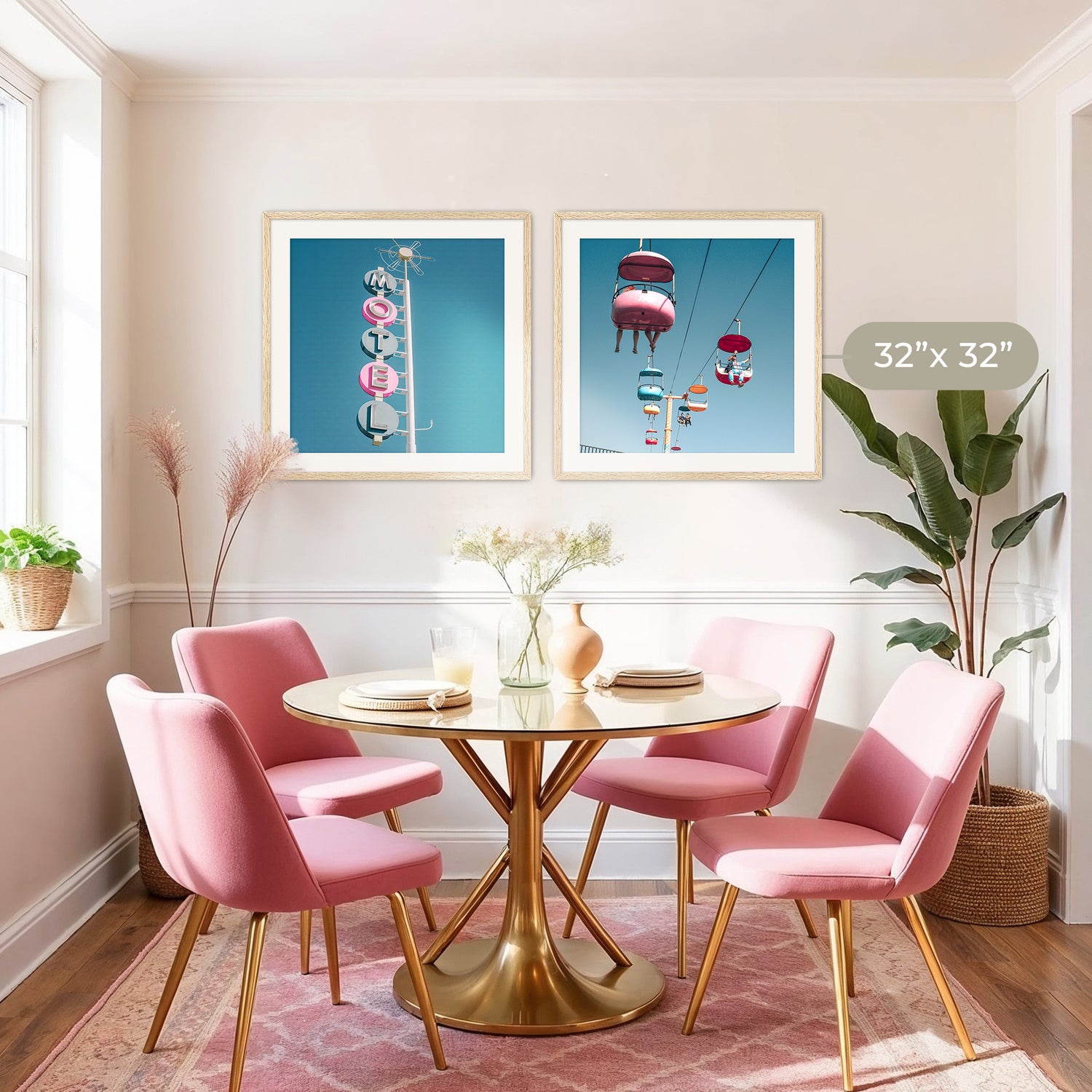 Pink and Blue Retro Motel 2 Photo Set - Sage and Rose Prints