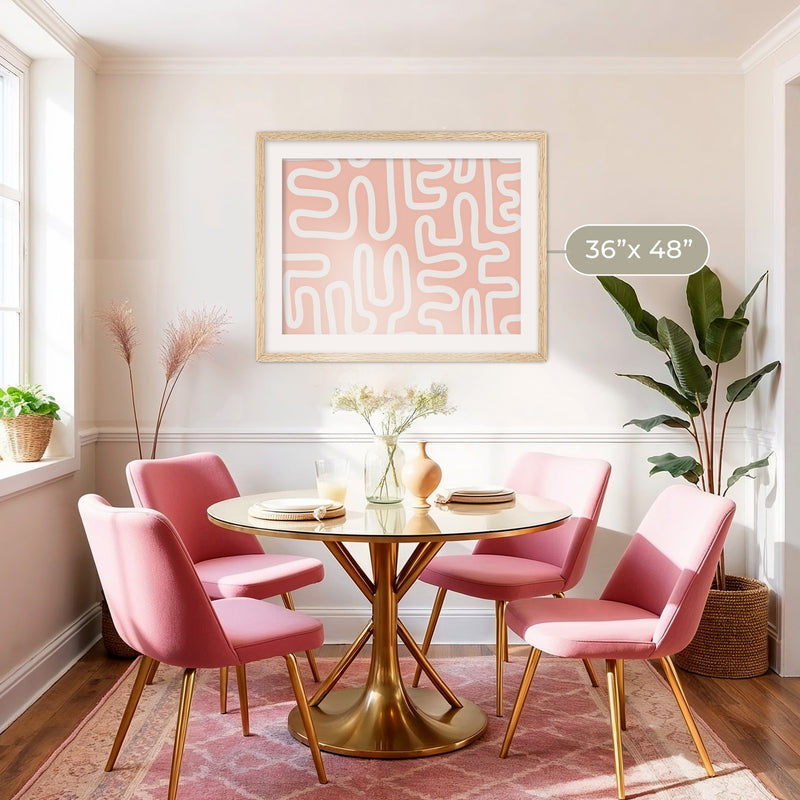 Coral Blush Organic Maze Art - Sage and Rose Prints