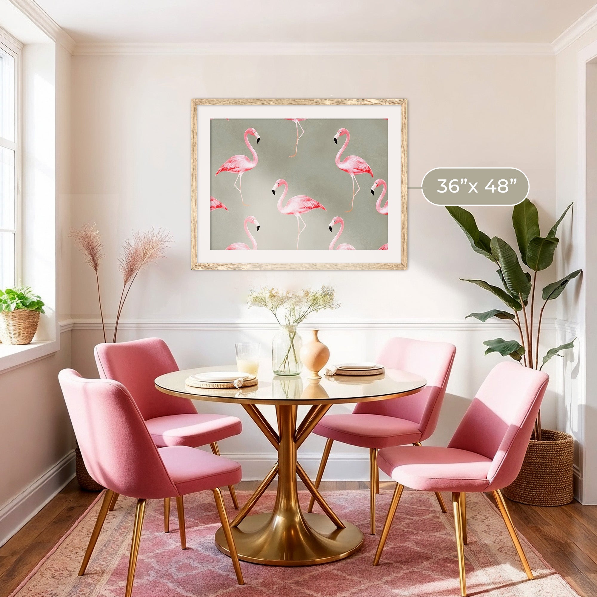 Flamingo Sage Pattern - Sage and Rose Prints
