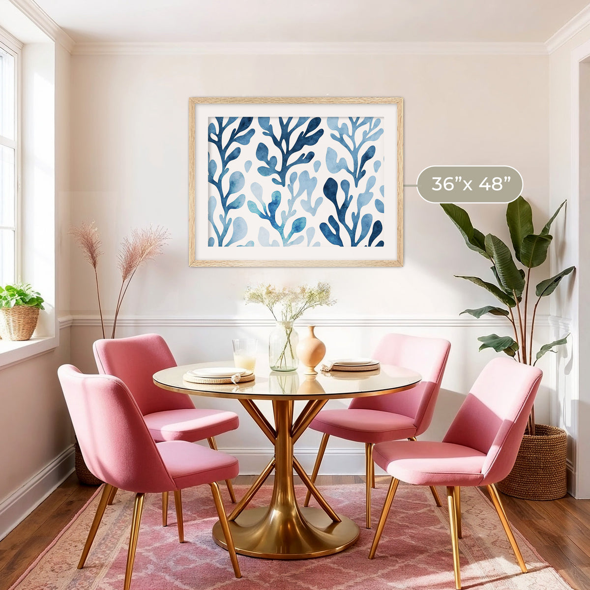 Coastal Blue Seaweed Motif - Sage and Rose Prints
