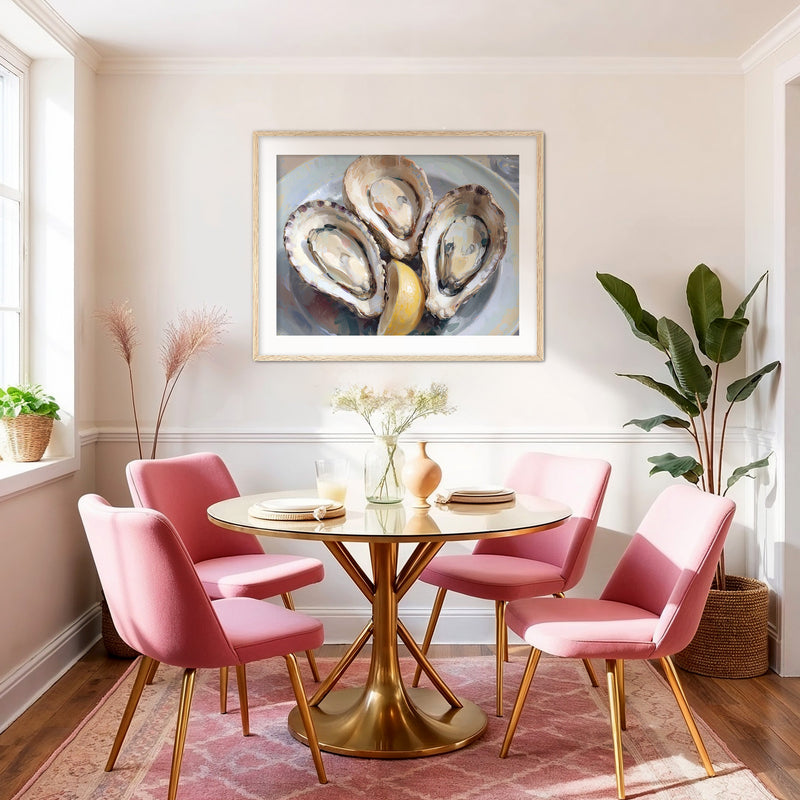Oysters and Lemon Seafood Painting Print - Sage and Rose Prints