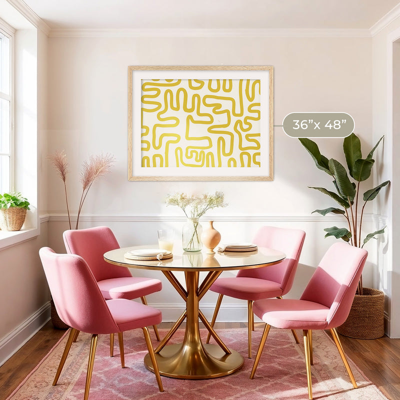 Yellow Organic Maze Print - Sage and Rose Prints