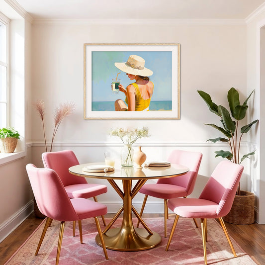 Sunhat and Blue Sky Beach Art - Sage and Rose Prints