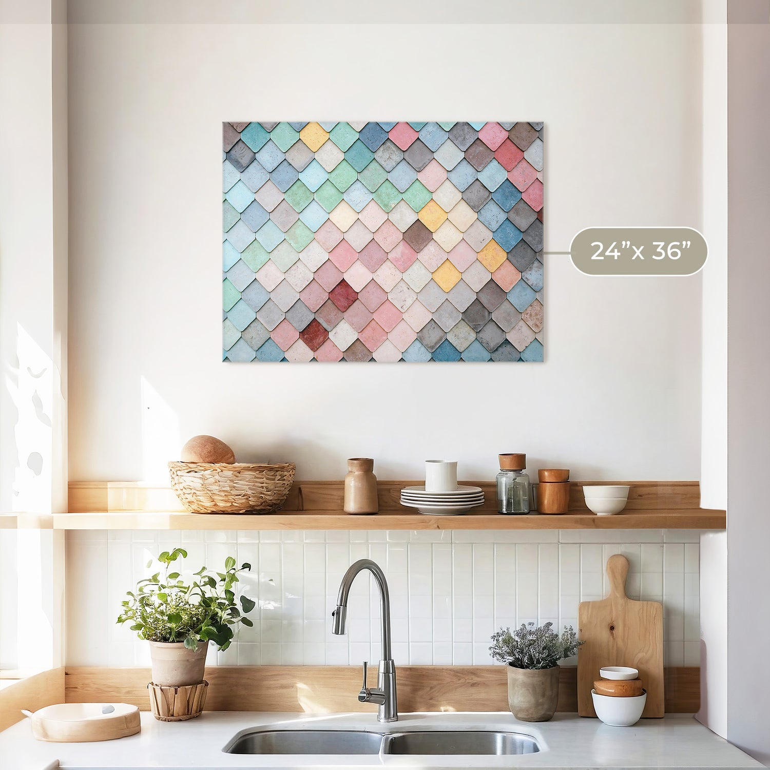 Dusty Pink and Blue Geometric Wall Pattern - Sage and Rose Prints