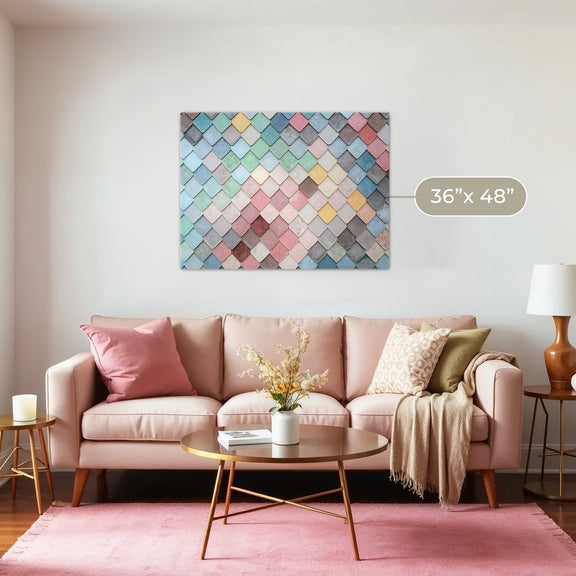 Dusty Pink and Blue Geometric Wall Pattern - Sage and Rose Prints